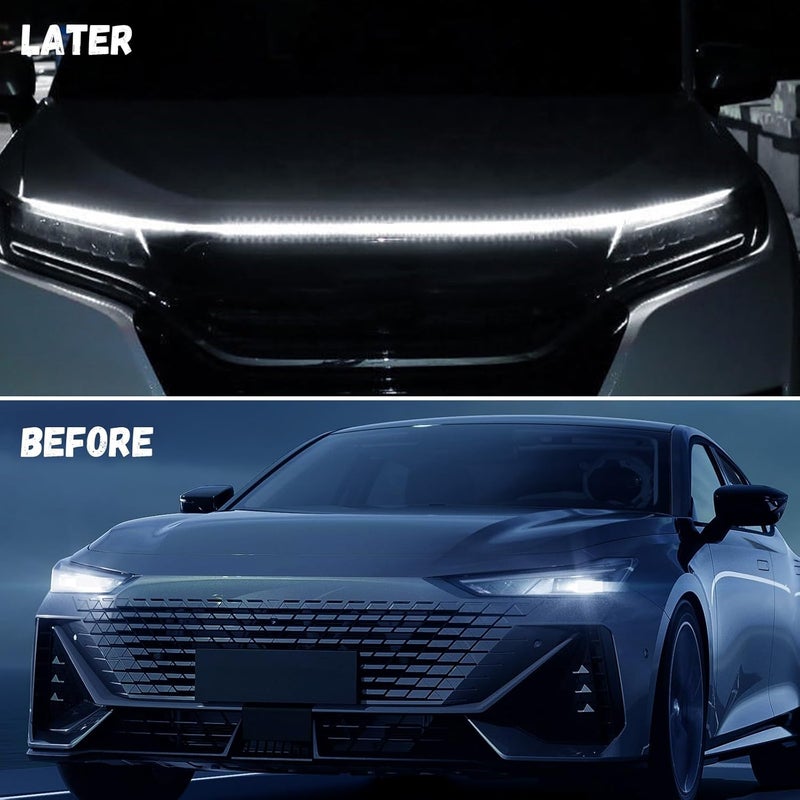 Hbxdeco Car Hood Light Strip, 79 Inches Waterproof Flexible LED Strip, Dynamic Scan Start Up Car Daytime Running Lights, Universal Auto Exterior Decor Accessories for Most Vehicles (white, 79 Inches) - Image 4